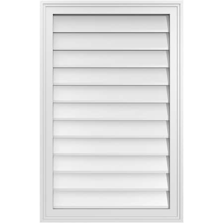 Ekena Millwork Vertical Surface Mount PVC Gable Vnt: Non-Functional, w/2"W x 1-1/2"H, Brickmould Frame, 22"W x 34"H GVPVE22X3402SN